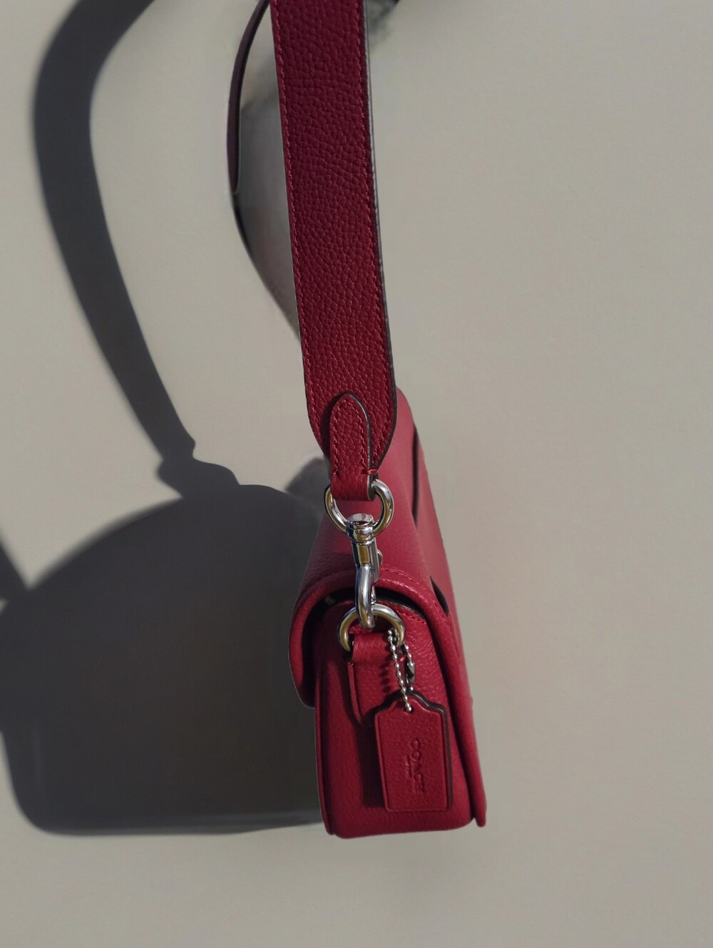 Coach Red Pebbled Leather Willow Saddlebag - Picture 7 of 10